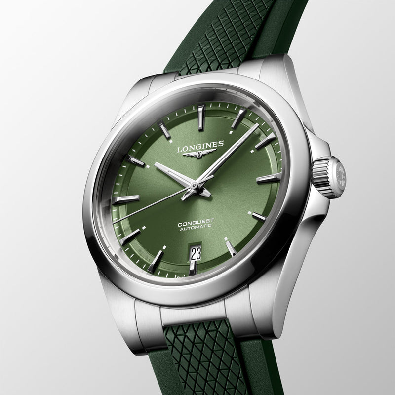 Longines Conquest 38mm Green Dial Automatic Bracelet Watch - Berry's Jewellers