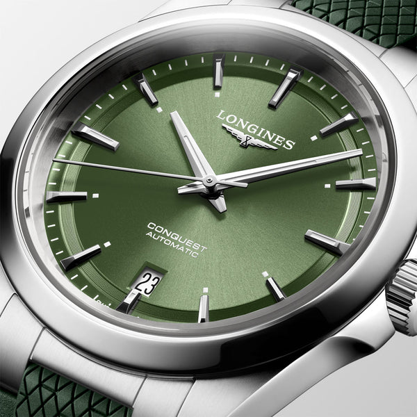 Longines Conquest 38mm Green Dial Automatic Bracelet Watch - Berry's Jewellers