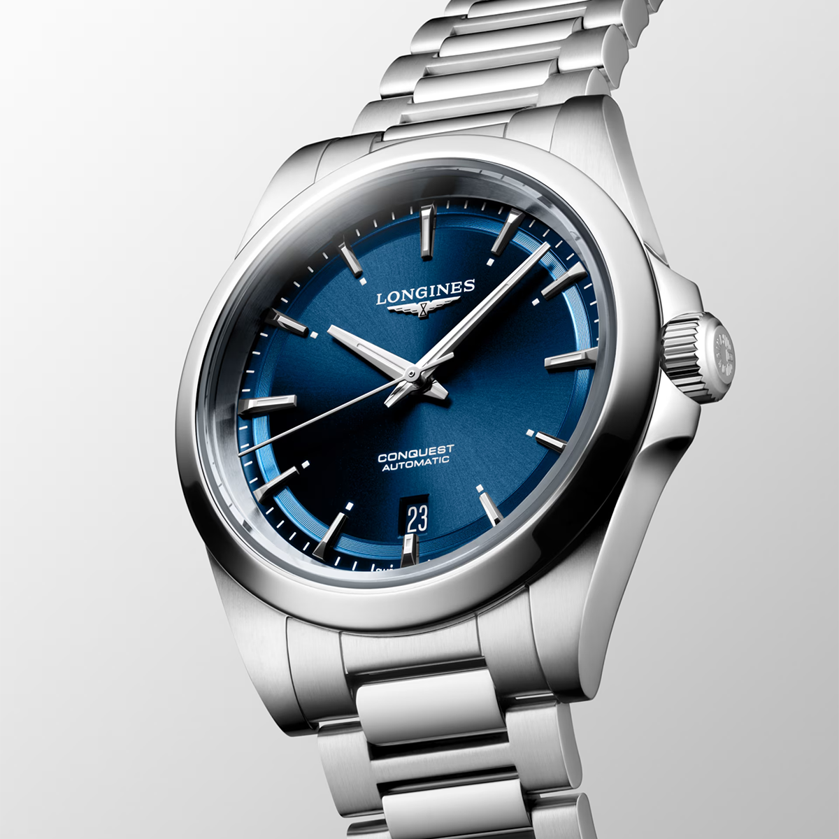 Conquest 38mm Blue Dial Steel Bracelet Automatic Watch