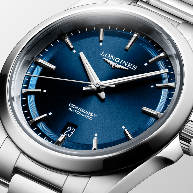 Conquest 38mm Blue Dial Steel Bracelet Automatic Watch