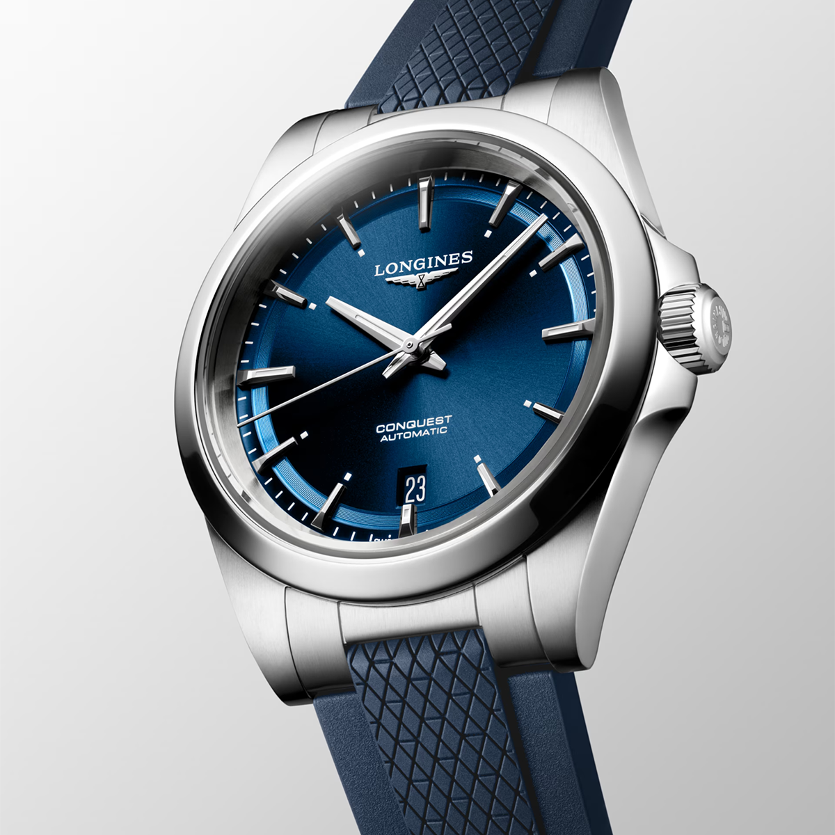 Conquest 38mm Blue Dial Rubber Strap Automatic Watch
