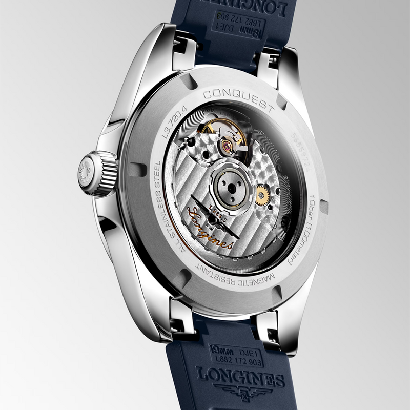 Conquest 38mm Blue Dial Rubber Strap Automatic Watch