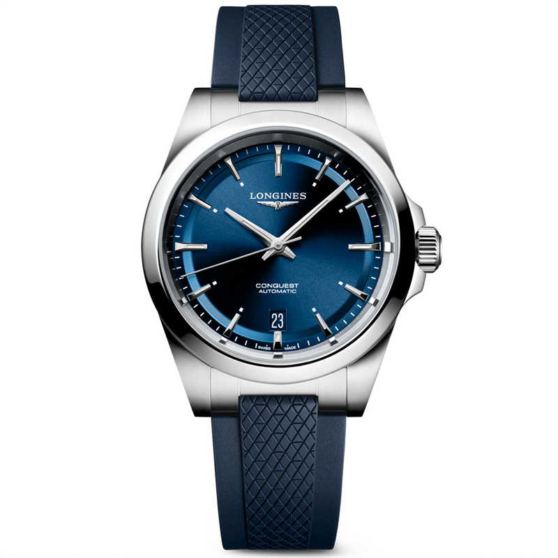 Conquest 38mm Blue Dial Rubber Strap Automatic Watch