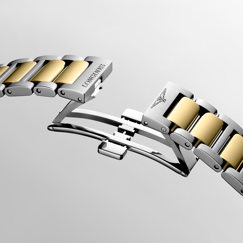 Conquest 38mm Black Dial Steel and Yellow Gold Bracelet Watch
