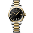 Conquest 38mm Black Dial Steel and Yellow Gold Bracelet Watch