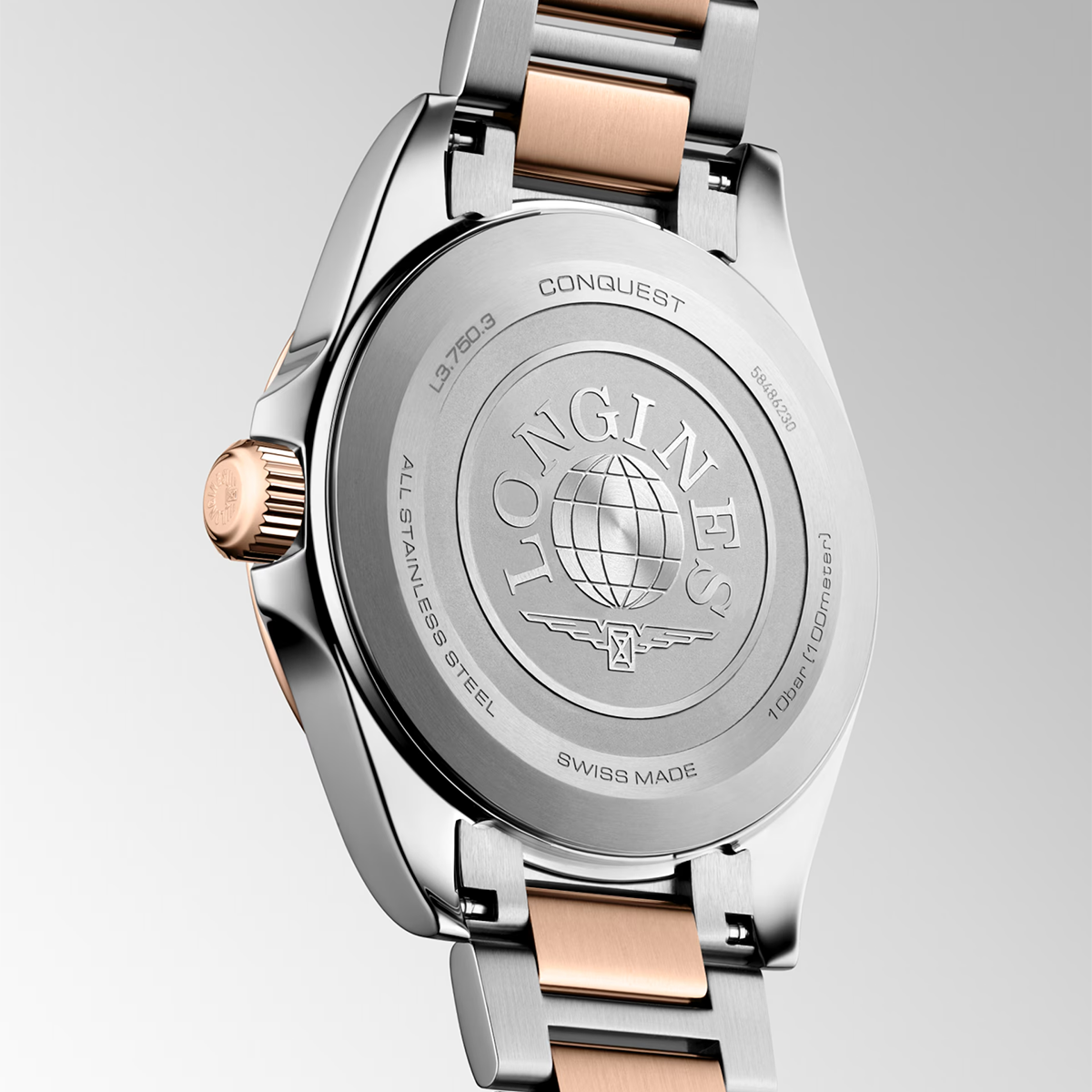 Conquest 38mm Blue Dial Steel and Rose Gold Bracelet Watch