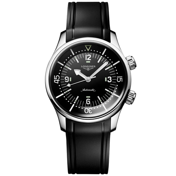 Longines Legend Diver 39mm Black Dial Men's Automatic Strap Watch - Berry's Jewellers