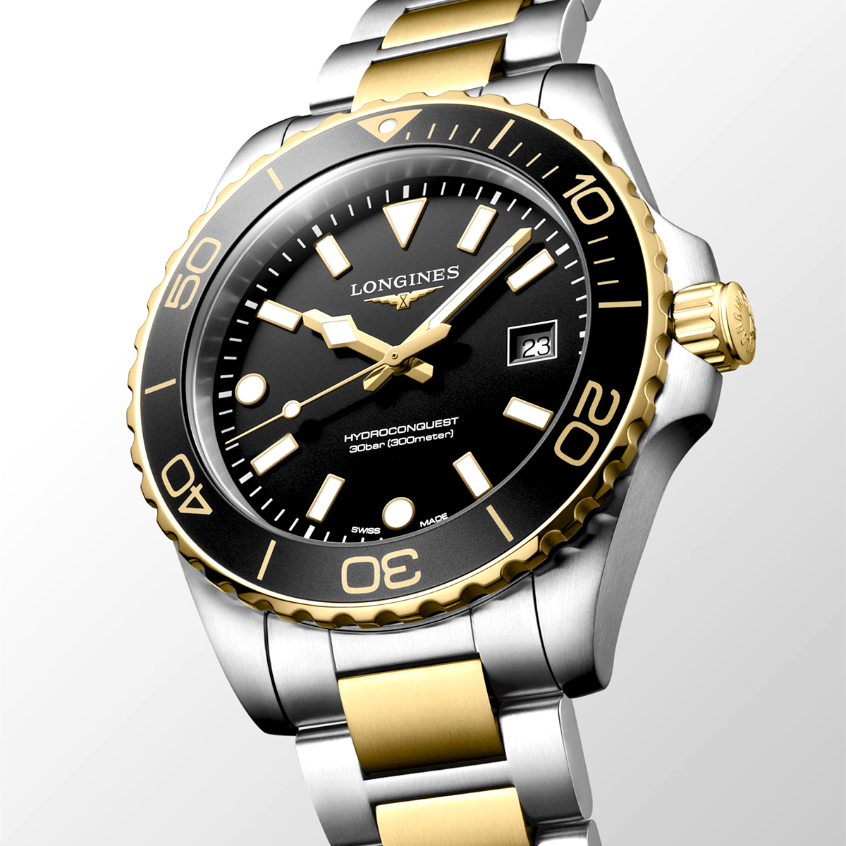 HydroConquest 42mm Black Dial Two-Tone Bracelet Mens Watch