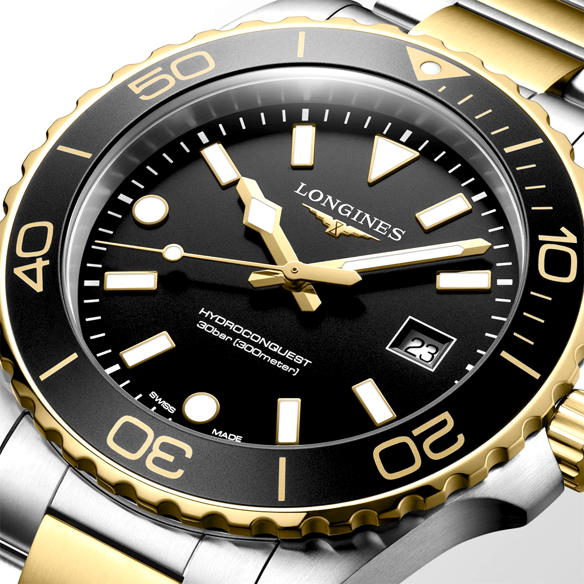 HydroConquest 42mm Black Dial Two-Tone Bracelet Mens Watch