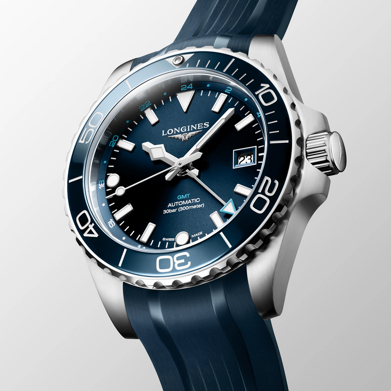 HydroConquest GMT 41mm Blue Dial Automatic Strap Watch