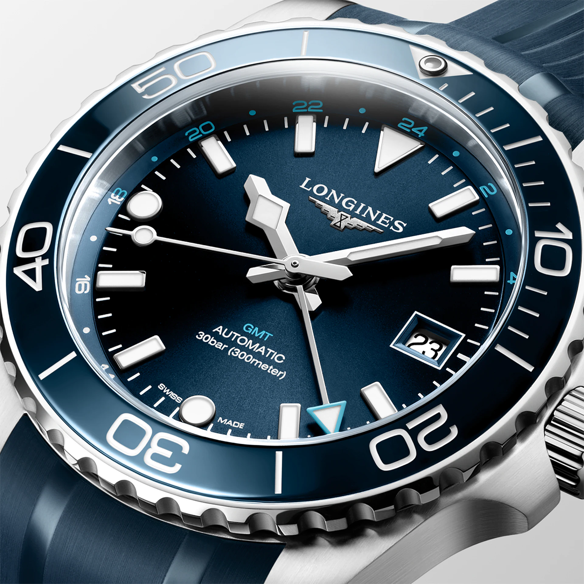 HydroConquest GMT 41mm Blue Dial Automatic Strap Watch