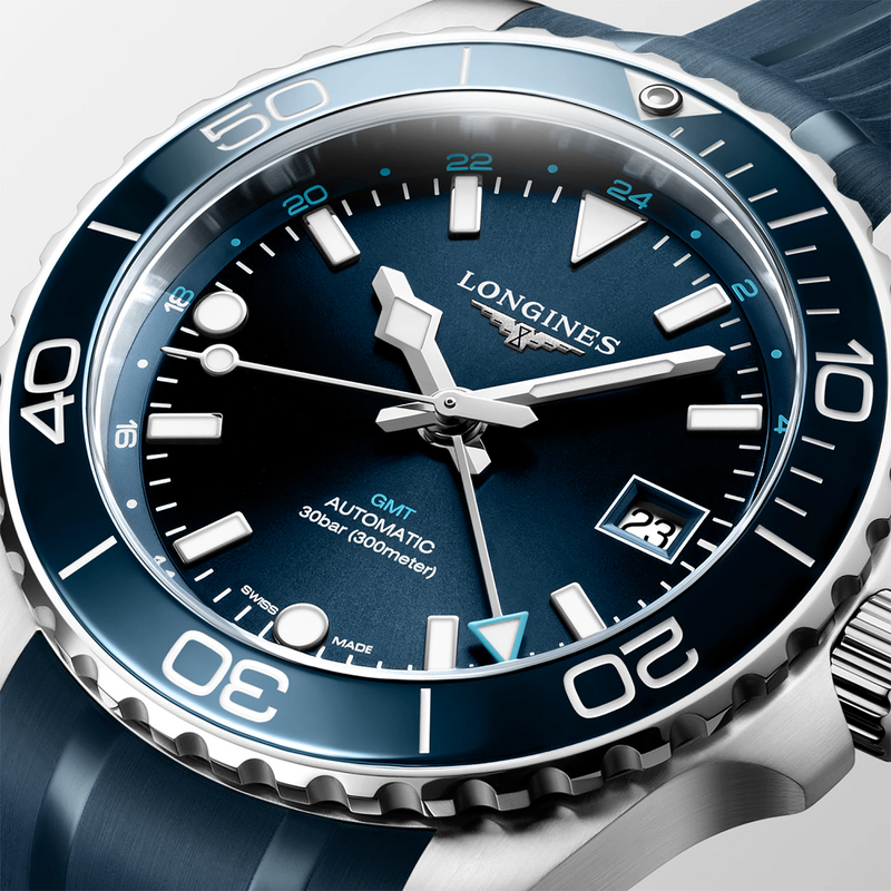 HydroConquest GMT 41mm Blue Dial Automatic Strap Watch