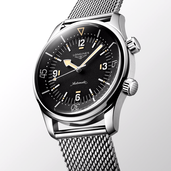 Longines Legend Diver 59 42mm Black Dial Automatic Bracelet Watch - Berry's Jewellers