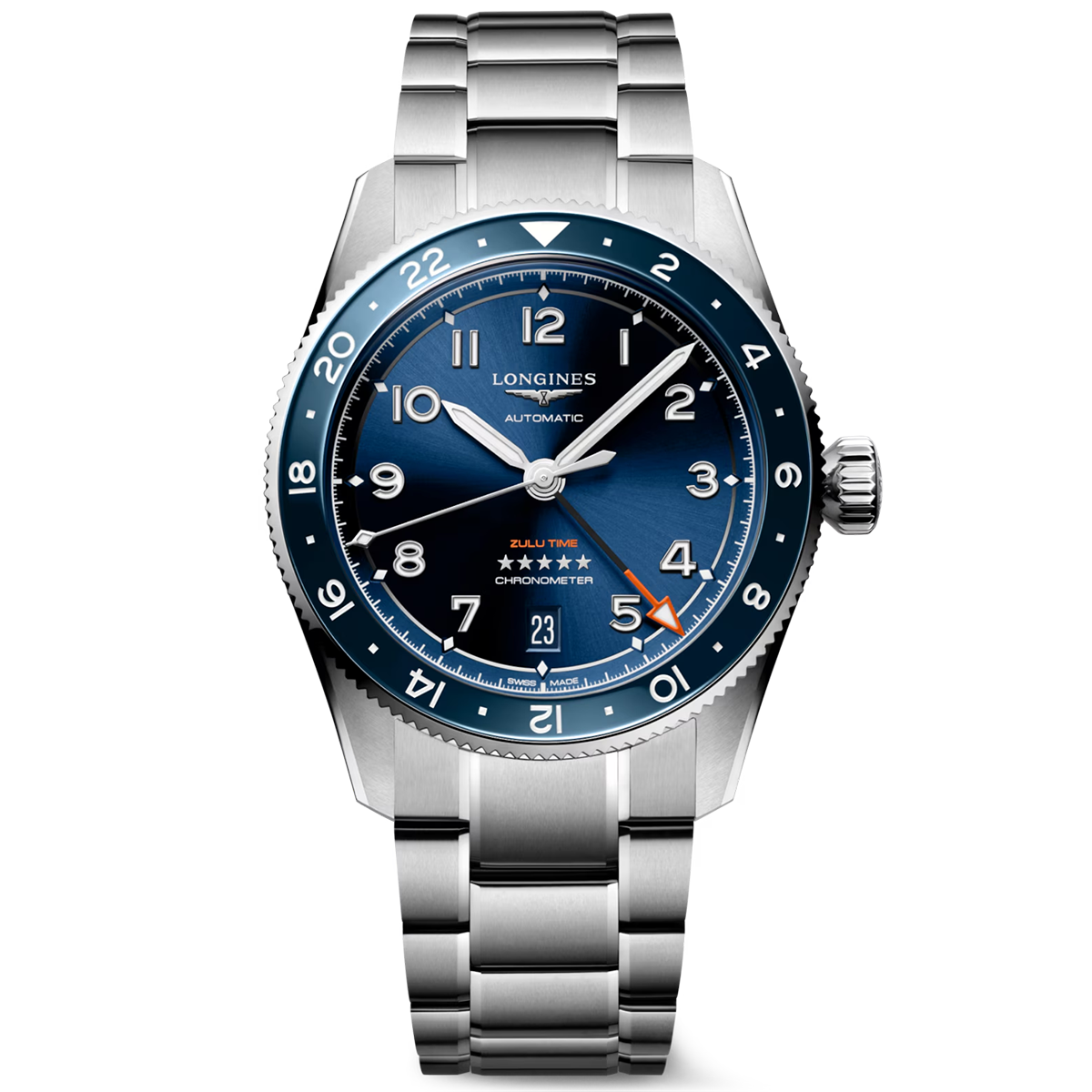 Spirit Zulu Time 39mm Blue Dial Automatic Bracelet Watch