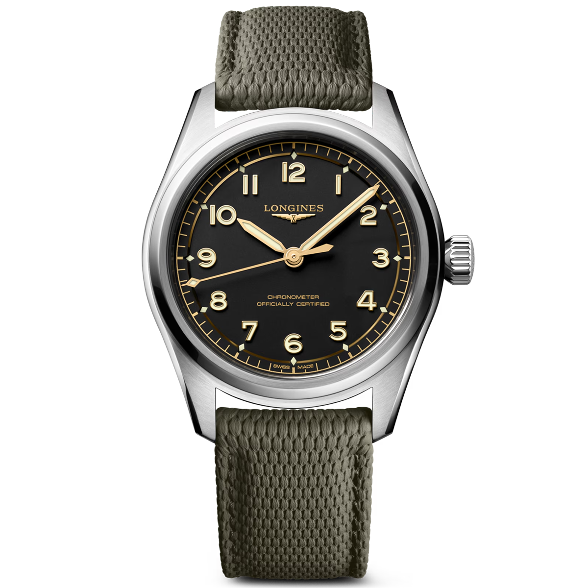 Spirit Pilot 39mm Black Dial Automatic Rubber Strap Watch