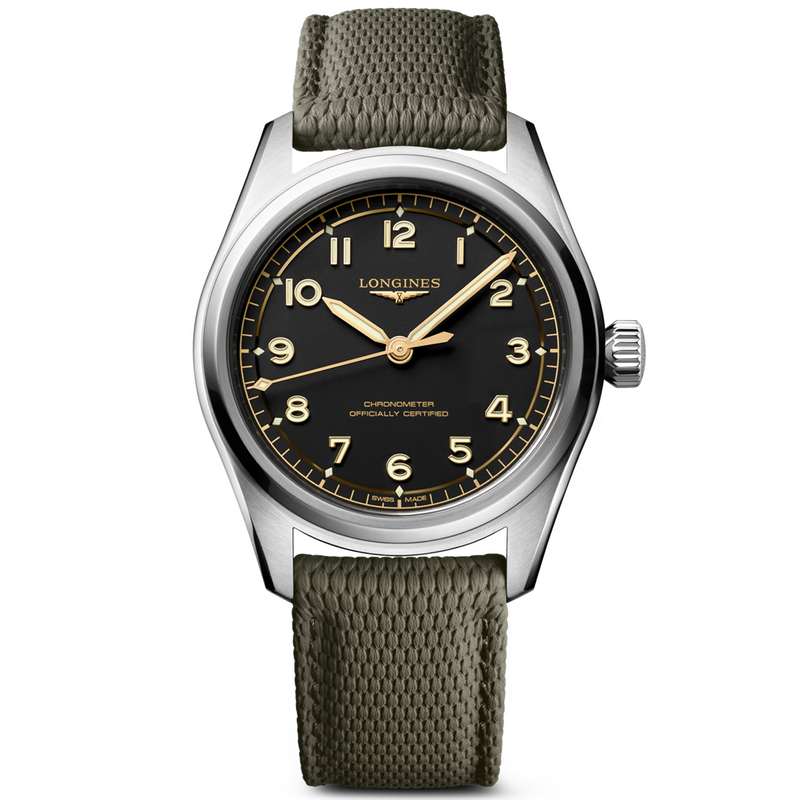 Spirit Pilot 39mm Black Dial Automatic Rubber Strap Watch