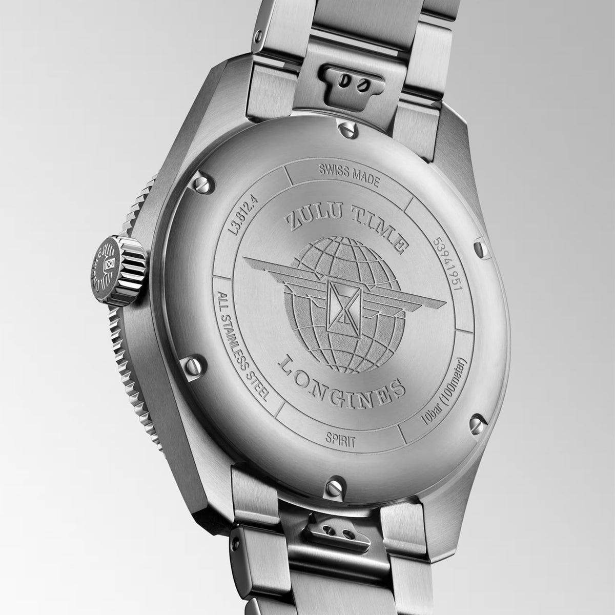 Longines Spirit Zulu Time 42mm Black Dial & Blue Bezel Automatic Bracelet Watch - Berry's Jewellers