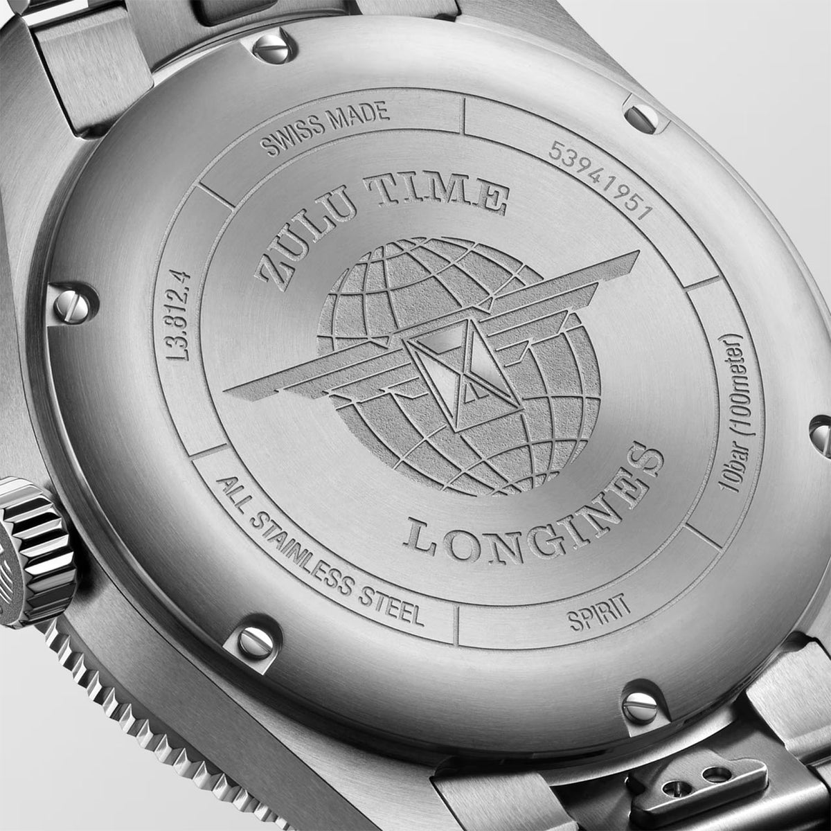 Longines Spirit Zulu Time 42mm Black Dial & Blue Bezel Automatic Bracelet Watch - Berry's Jewellers