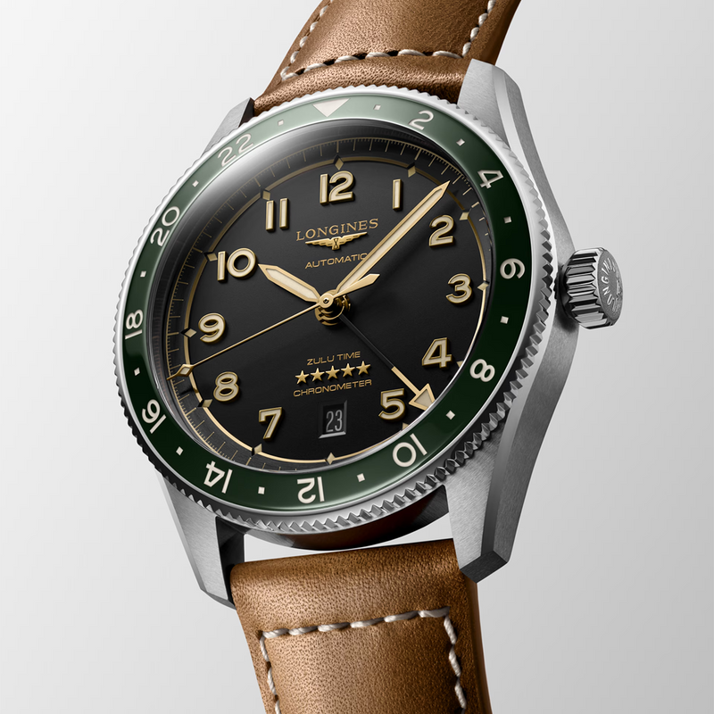 Spirit Zulu Time 42mm Anthracite Dial Automatic Brown Strap Watch