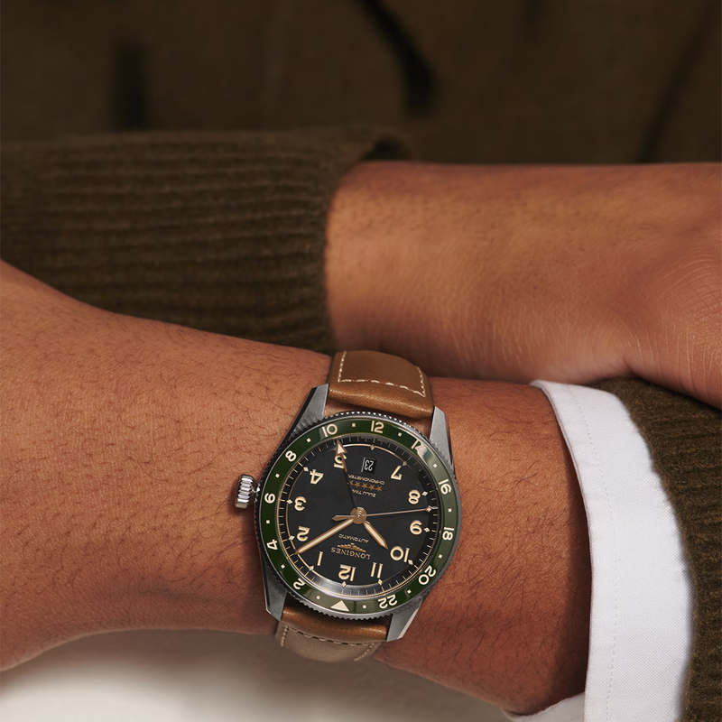 Spirit Zulu Time 42mm Anthracite Dial Automatic Brown Strap Watch