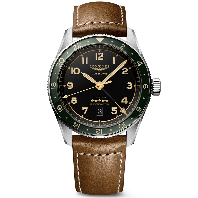 Spirit Zulu Time 42mm Anthracite Dial Automatic Brown Strap Watch