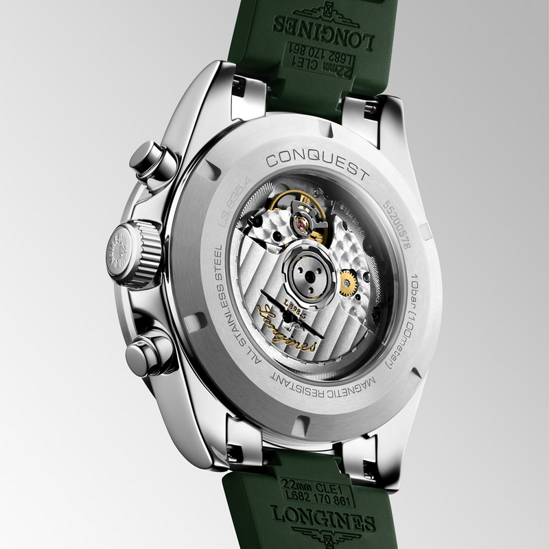 Conquest Chronograph 42mm Green Rubber Strap Automatic Watch