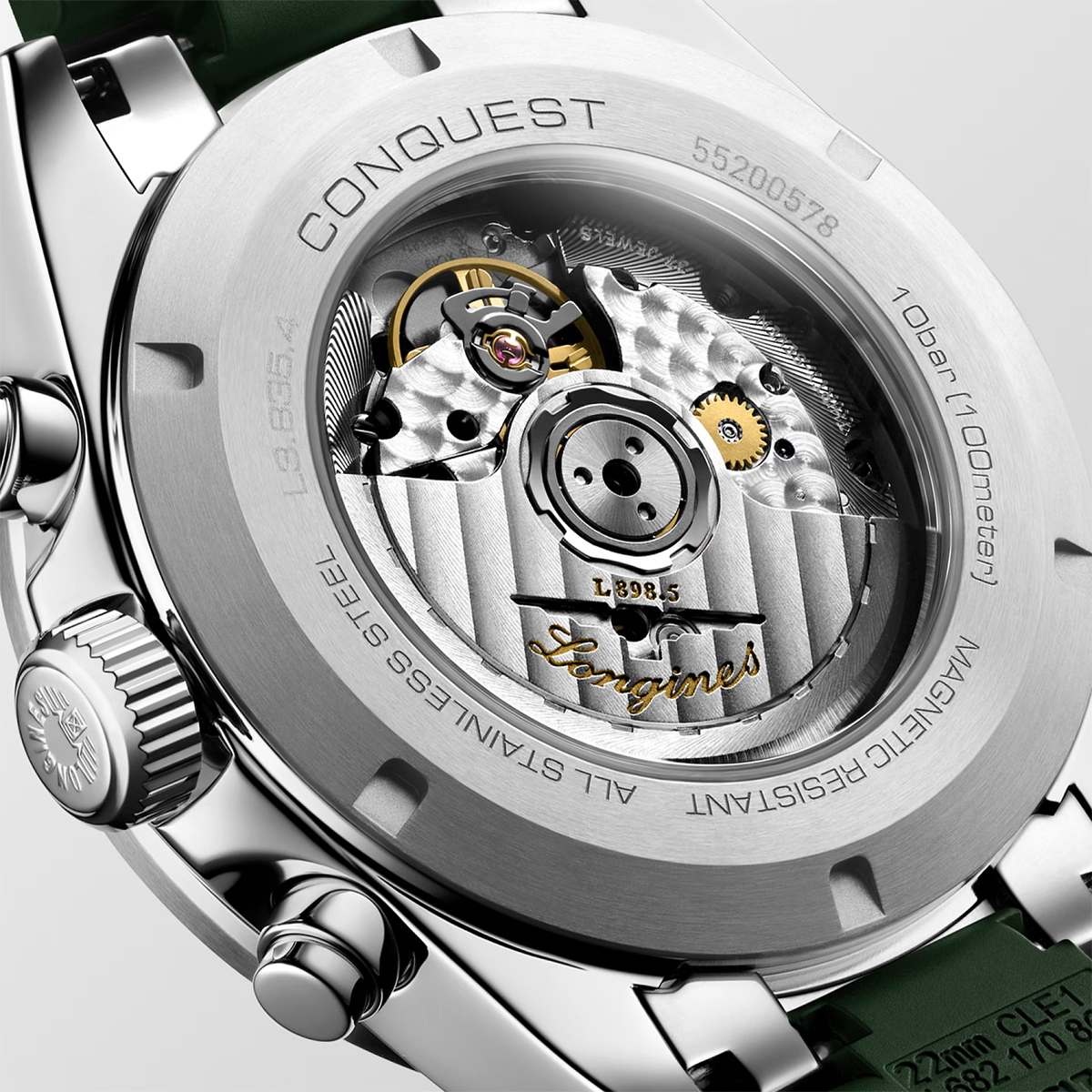 Conquest Chronograph 42mm Green Rubber Strap Automatic Watch