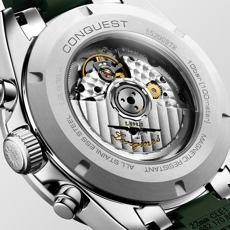 Conquest Chronograph 42mm Green Rubber Strap Automatic Watch