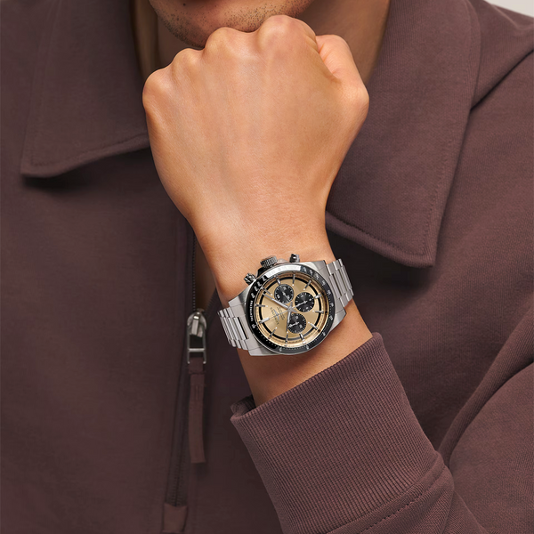 Conquest Chronograph 42mm Gilt & Black Dial Mens Automatic Watch