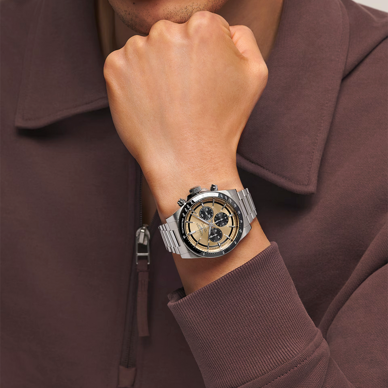Conquest Chronograph 42mm Gilt & Black Dial Mens Automatic Watch