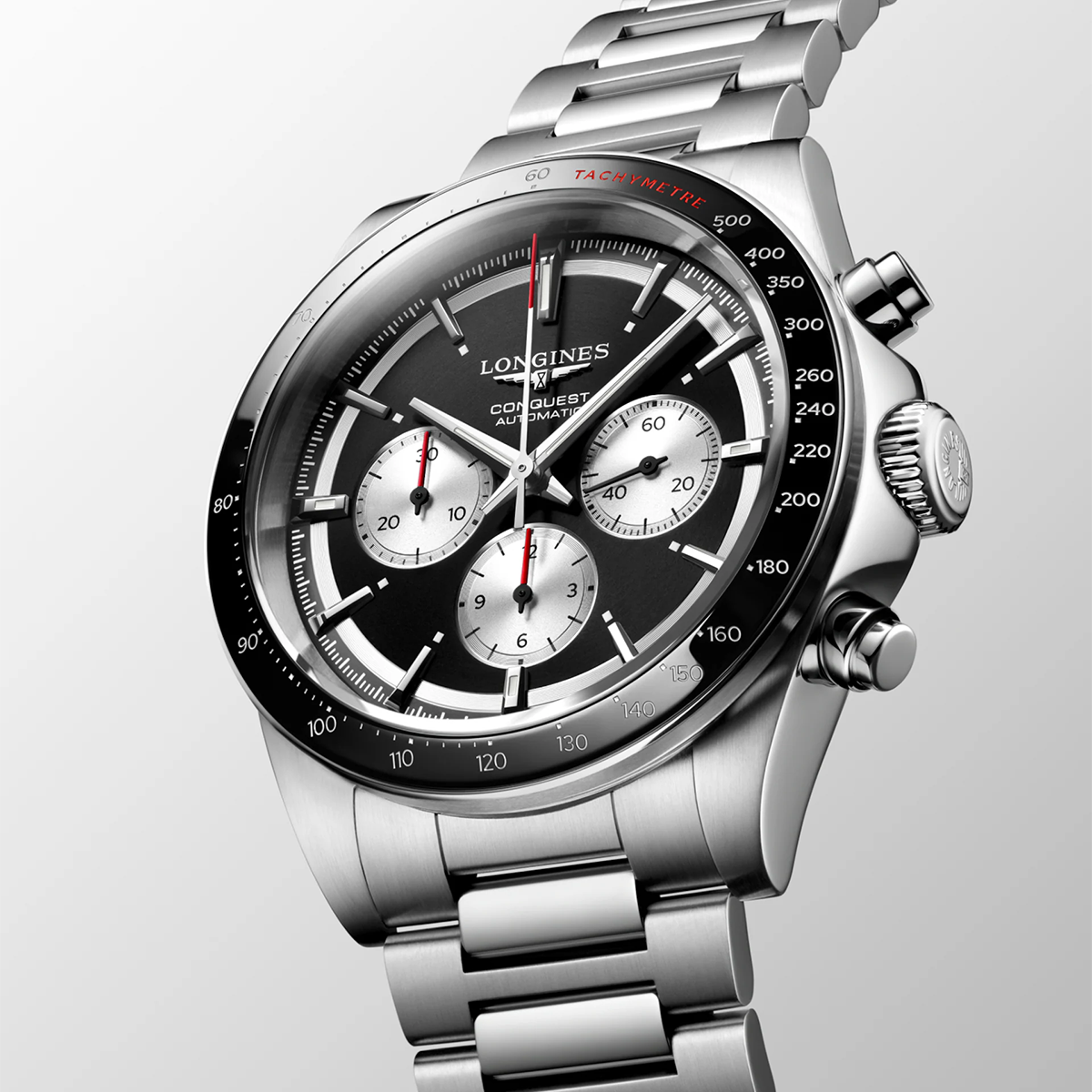 Conquest Chronograph 42mm Black & Silver Dial Automatic Watch