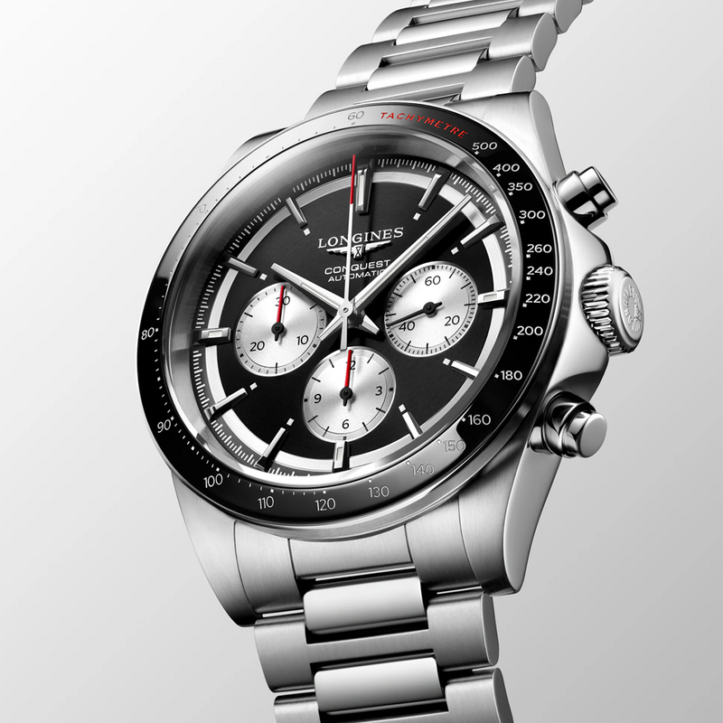 Conquest Chronograph 42mm Black & Silver Dial Automatic Watch