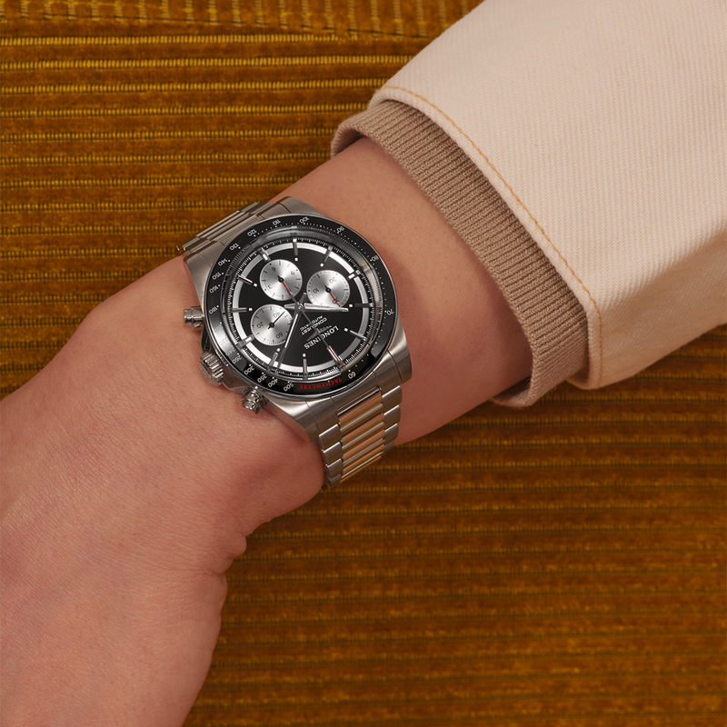 Conquest Chronograph 42mm Black & Silver Dial Automatic Watch