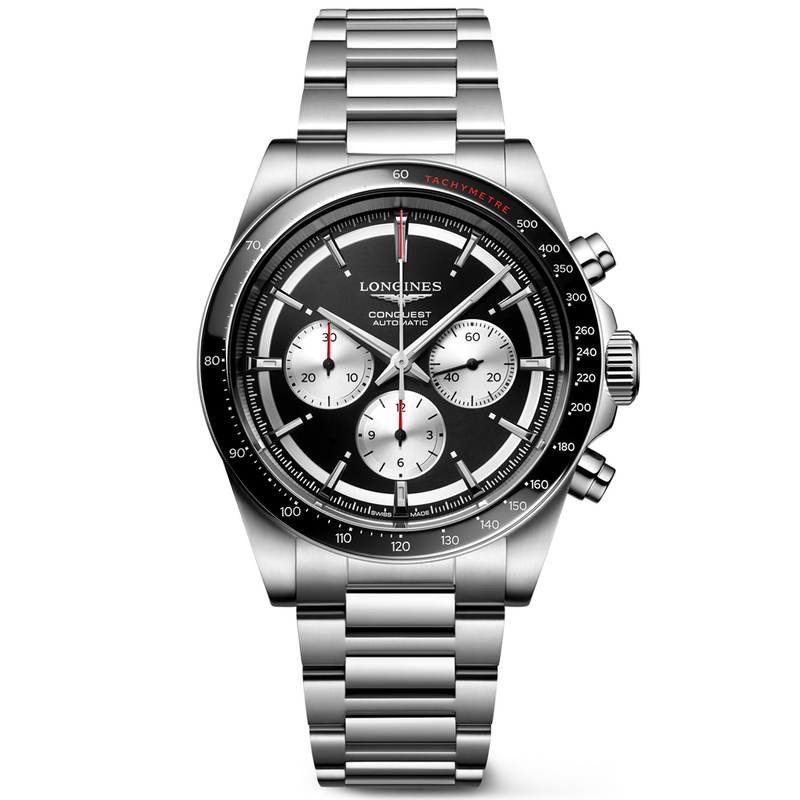 Conquest Chronograph 42mm Black & Silver Dial Automatic Watch