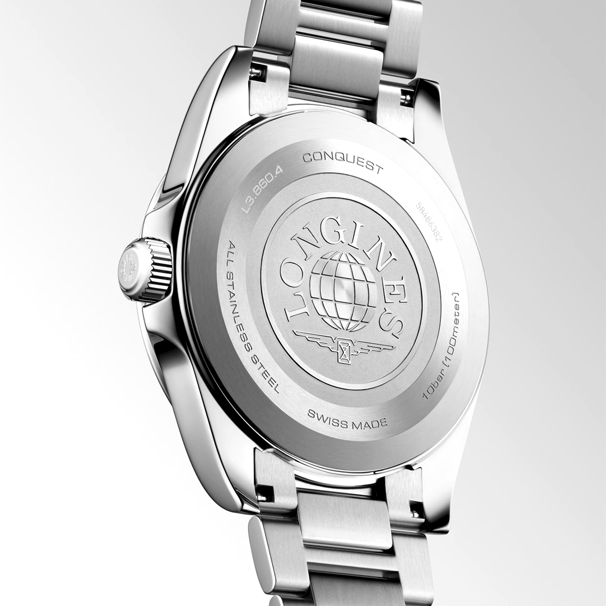 Conquest 41mm Black Dial Steel Bracelet Watch