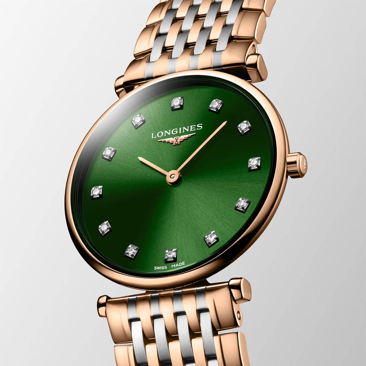 Longines La Grande Classique 29mm Steel and Rose Gold PVD Green Dial Quartz Bracelet Watch - Berry's Jewellers