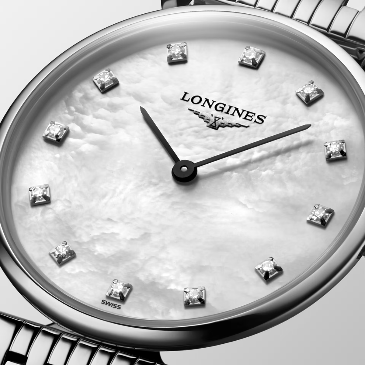 La Grande Classique 29mm Steel Mother of Pearl Diamond Set Watch