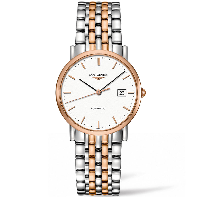 Longines Elegant 34.5mm White Dial & Two-Tone Bracelet Watch - Berry's Jewellers