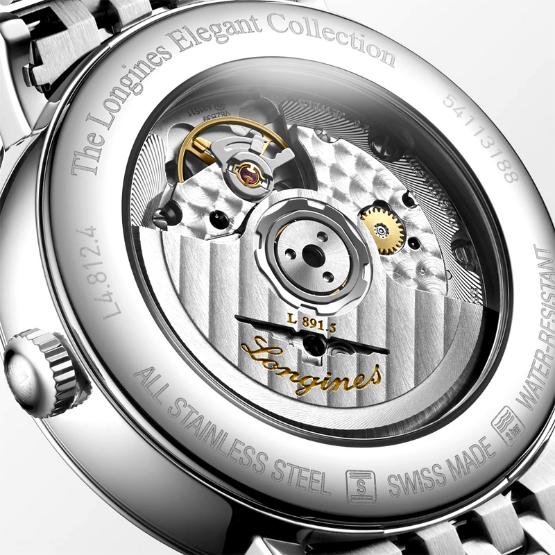 Elegant 39mm White Dial Steel Bracelet Automatic Watch