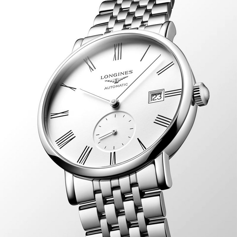Elegant 39mm White Dial Steel Bracelet Automatic Watch