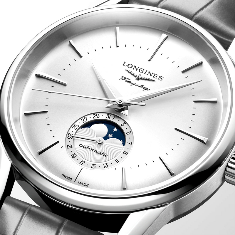 Flagship Heritage Moonphase 38.5mm Silver Dial Automatic Strap Watch