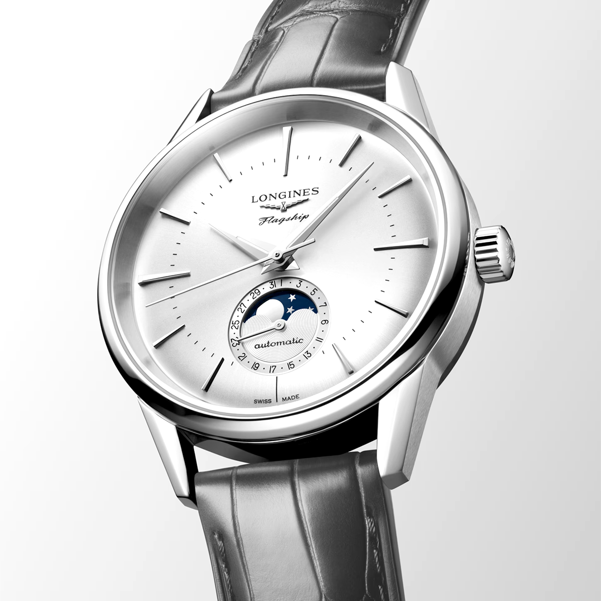 Flagship Heritage Moonphase 38.5mm Silver Dial Automatic Strap Watch