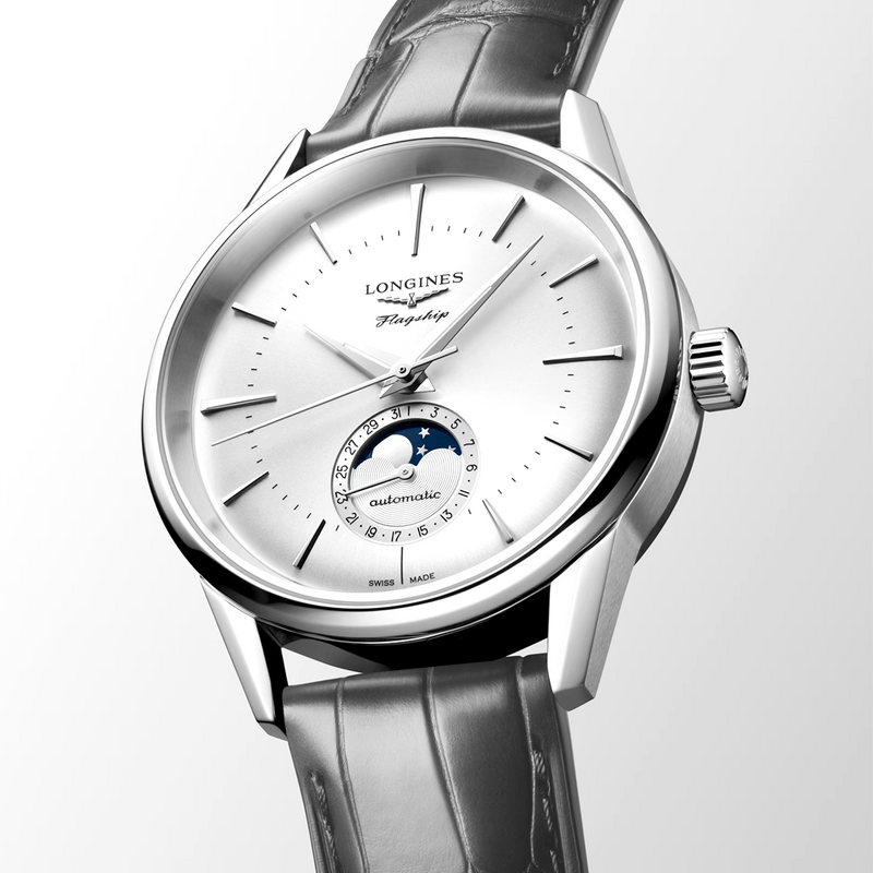 Flagship Heritage Moonphase 38.5mm Silver Dial Automatic Strap Watch