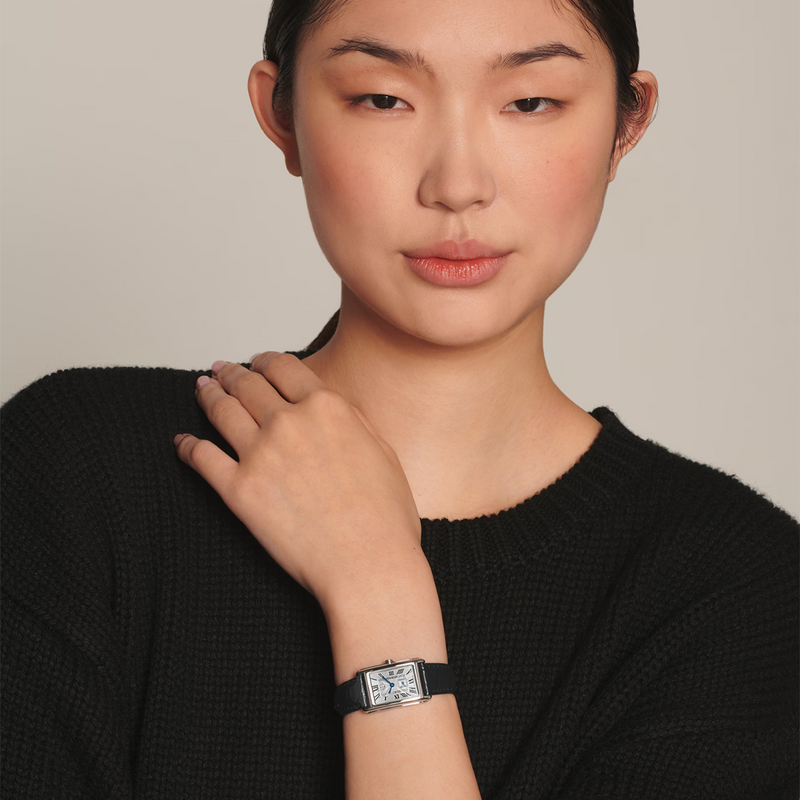 DolceVita 20.80mm x 32mm Silver Dial Black Strap Watch