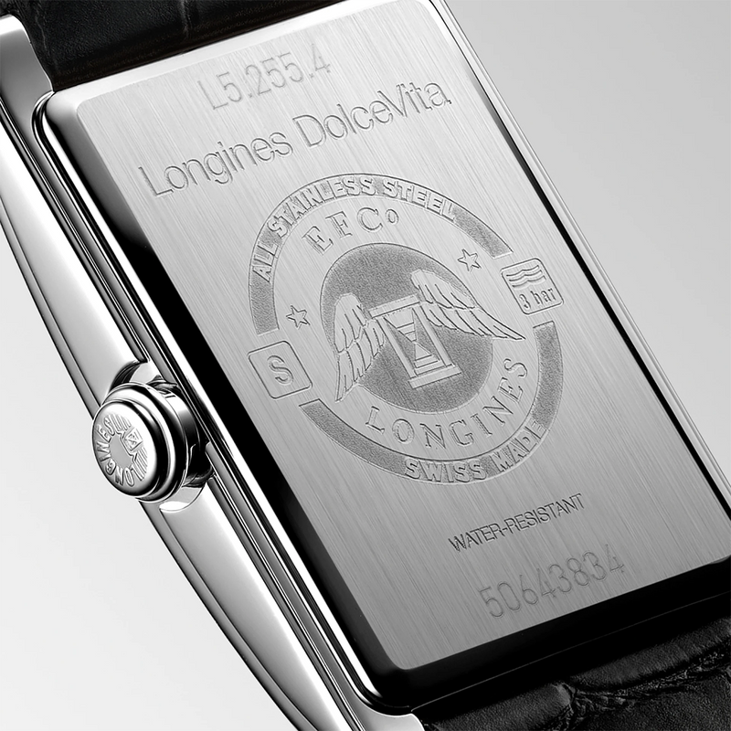 DolceVita 20.80mm x 32mm Silver Dial Black Strap Watch