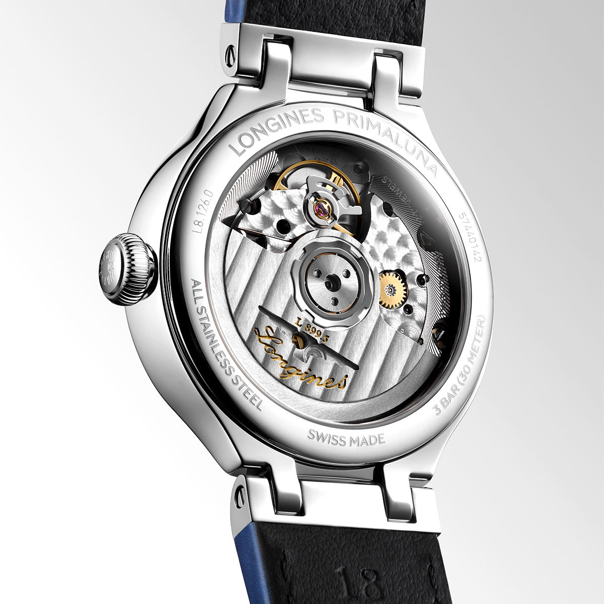 Longines PrimaLuna Moonphase 34mm Steel Automatic Strap Watch - Berry's Jewellers