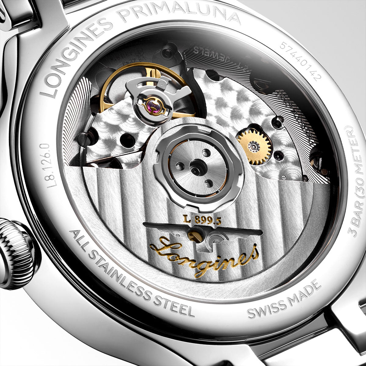 Longines PrimaLuna Moonphase 34mm Steel Automatic Strap Watch - Berry's Jewellers