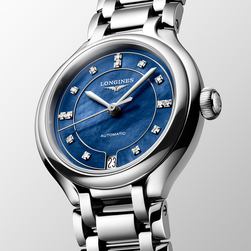 PrimaLuna 34mm Blue Mother of Pearl Diamond Set Automatic Watch