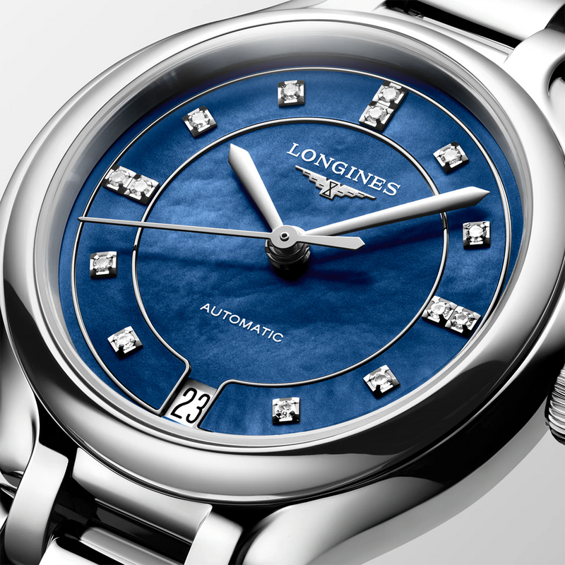 PrimaLuna 34mm Blue Mother of Pearl Diamond Set Automatic Watch