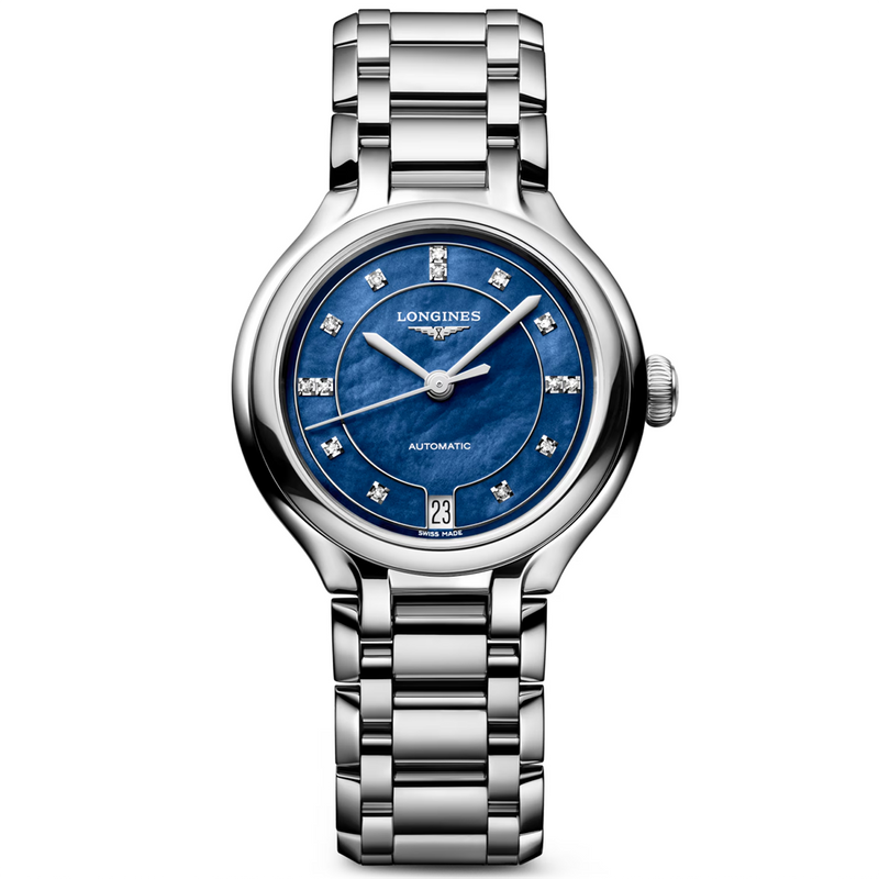 PrimaLuna 34mm Blue Mother of Pearl Diamond Set Automatic Watch